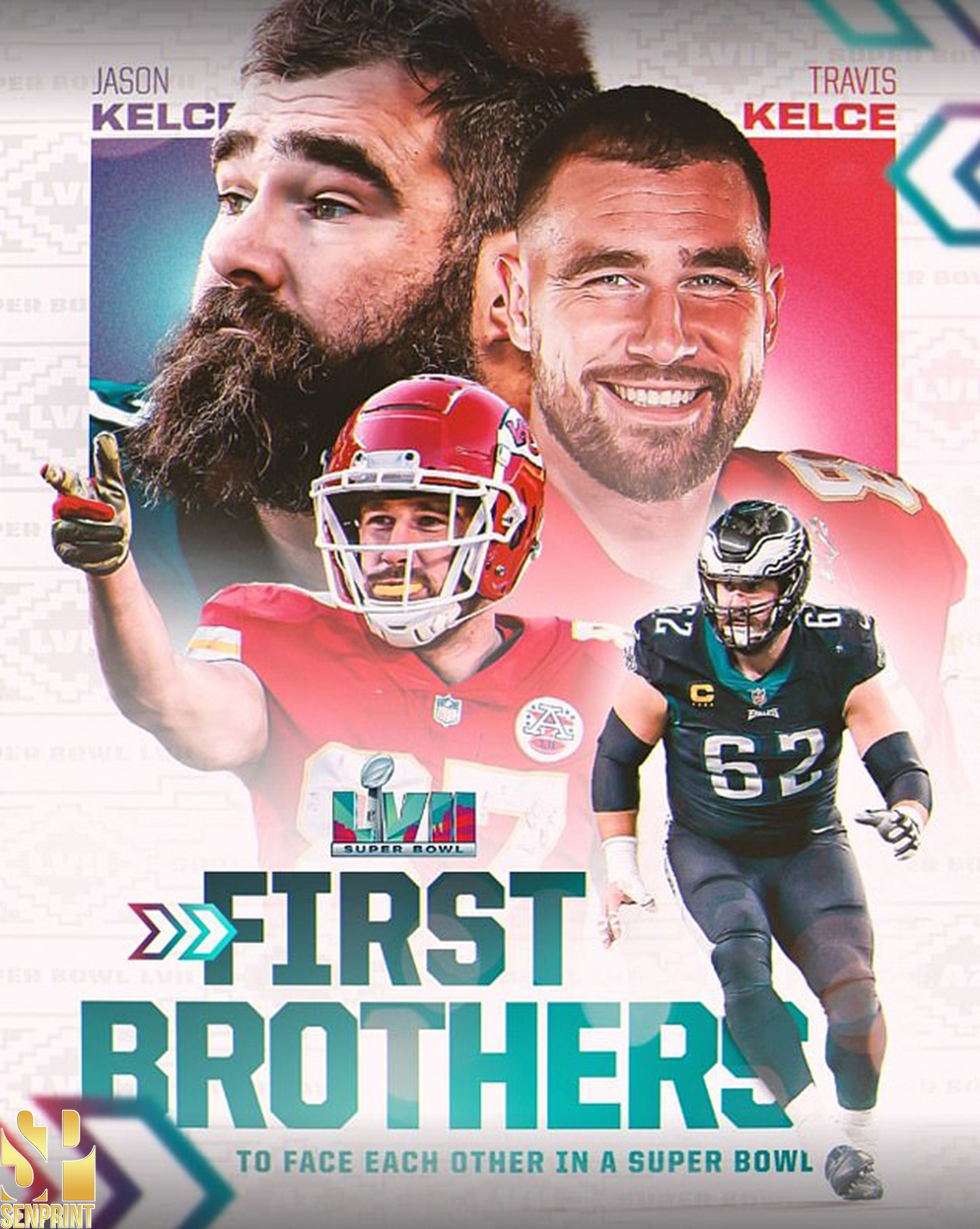 Kelce Brothers First Brothers To Face Each Other In A Super Bowl LVII Poster