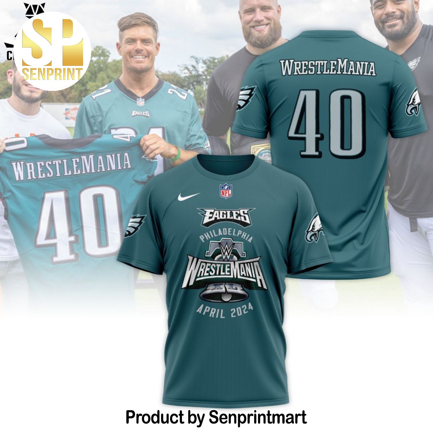 Eagles Philadelphia Wrestlemania April 2024 Mascot Full Printed 3D Shirt