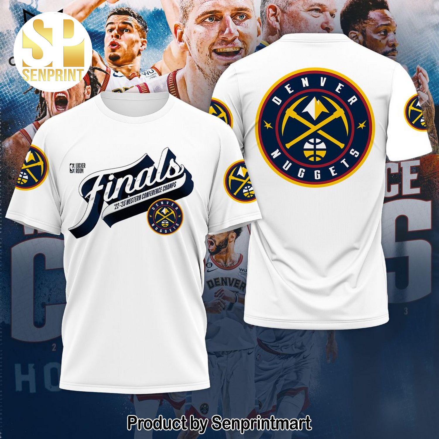 Finals 22-23 Denver Nuggets Western Conference Champions White Design Full Printing Shirt