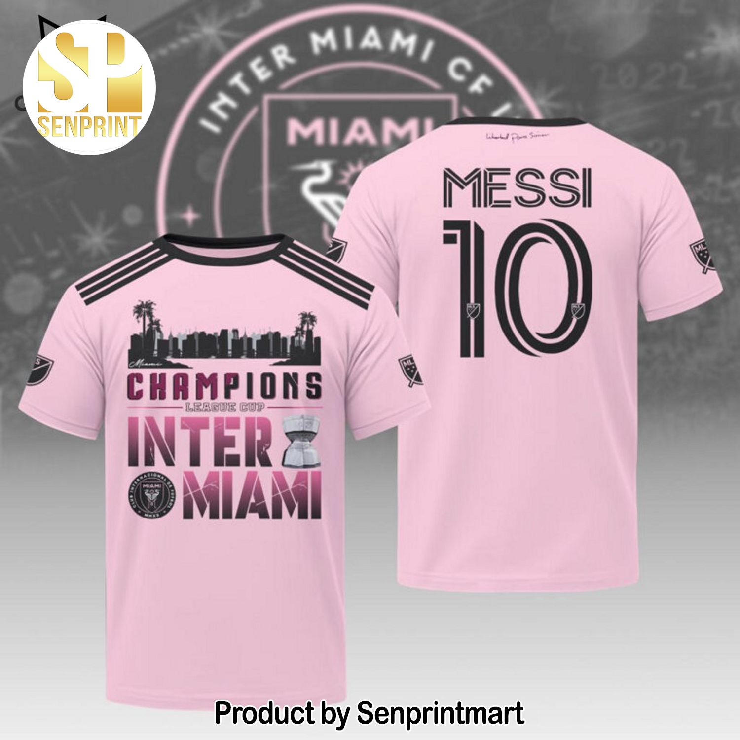 Inter Miami Lionel Messi Champion League Cup Inter Miami Pink 3D All Over Printed Shirt