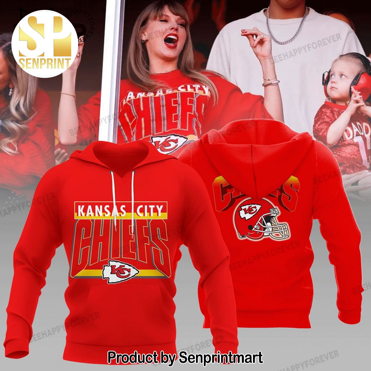 Kansas City Chiefs -Taylor Swift Red Deisgn Full Printing Shirt