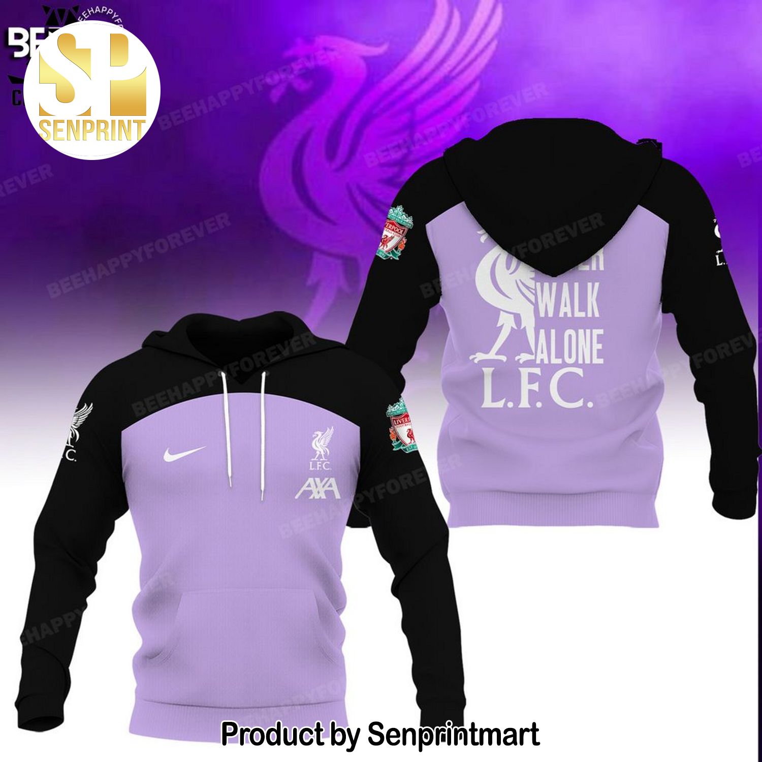 LFC Logo Purple Black You’ll Never Walk Alone Design All Over Print Shirt