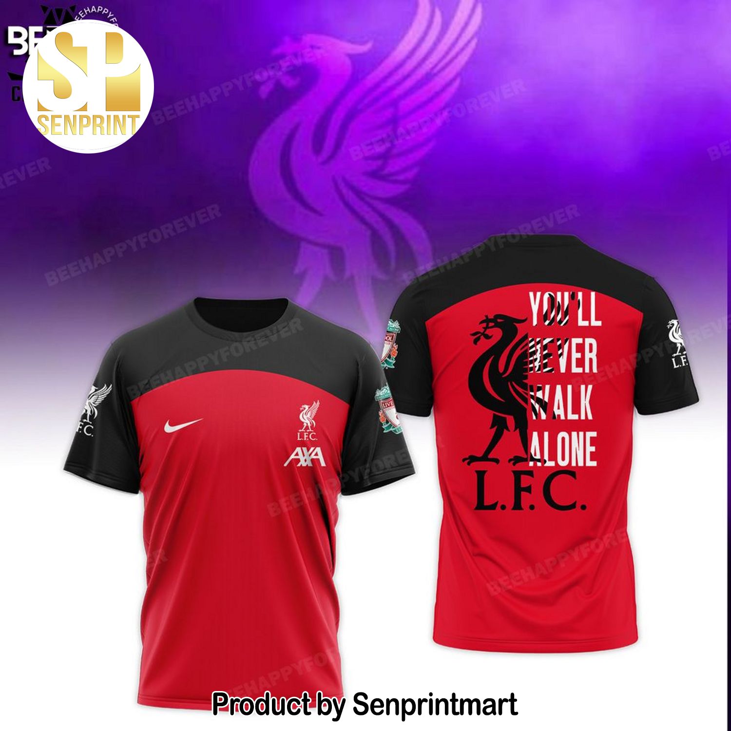 LFC Logo Purple Red You’ll Never Walk Alone Design Full Printed Shirt