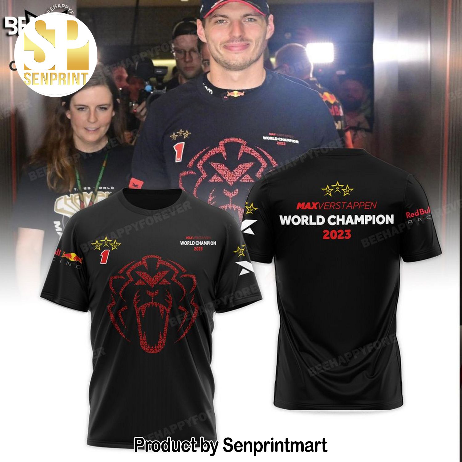 Max Verstappen World Champion 2023 Star Design Full Printed Shirt