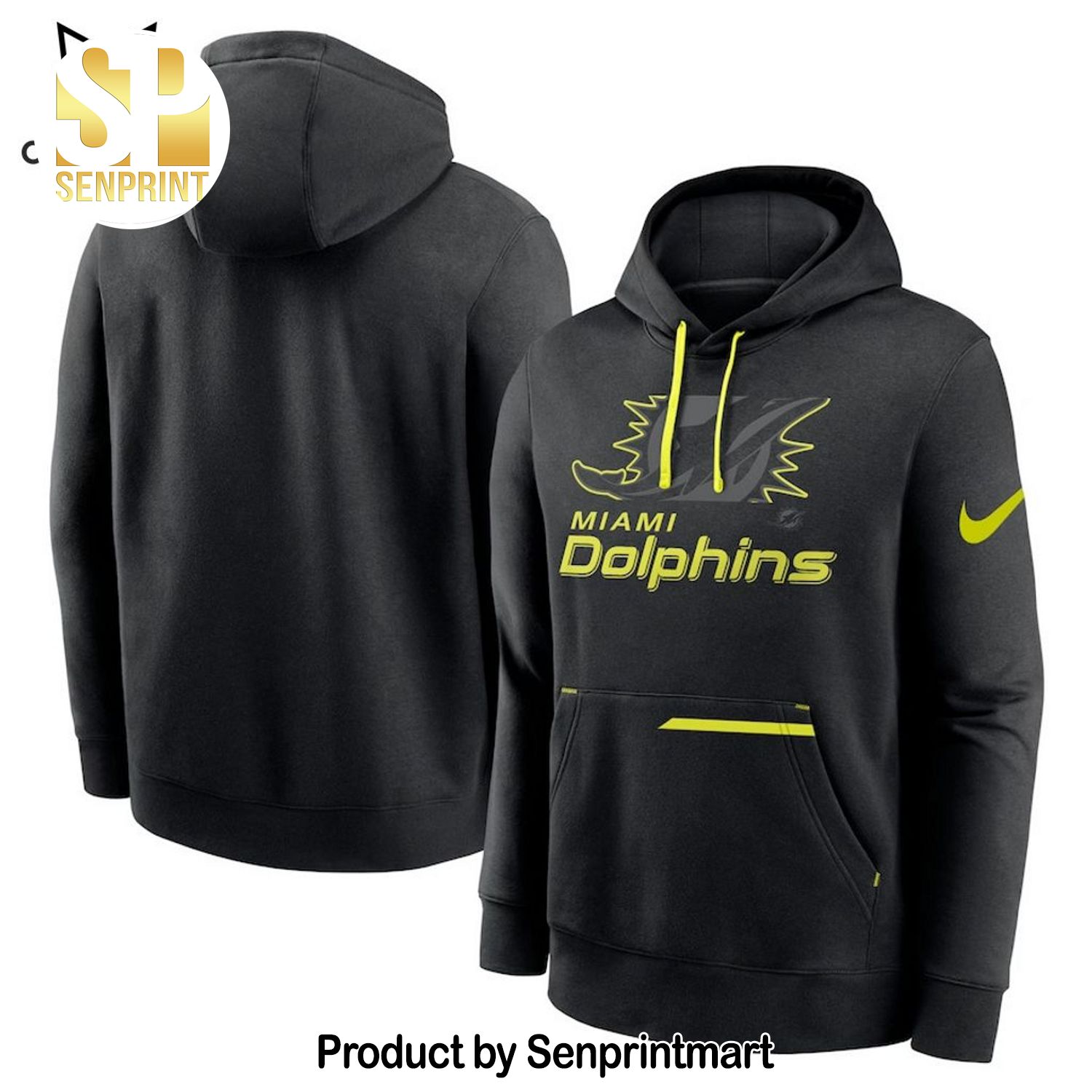 Miami Dolphins Logo Yellow Black Design Full Printing Shirt