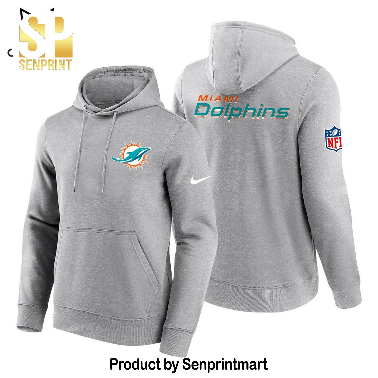 Miami Dolphins NFL Logo Gray Design All Over Print Shirt