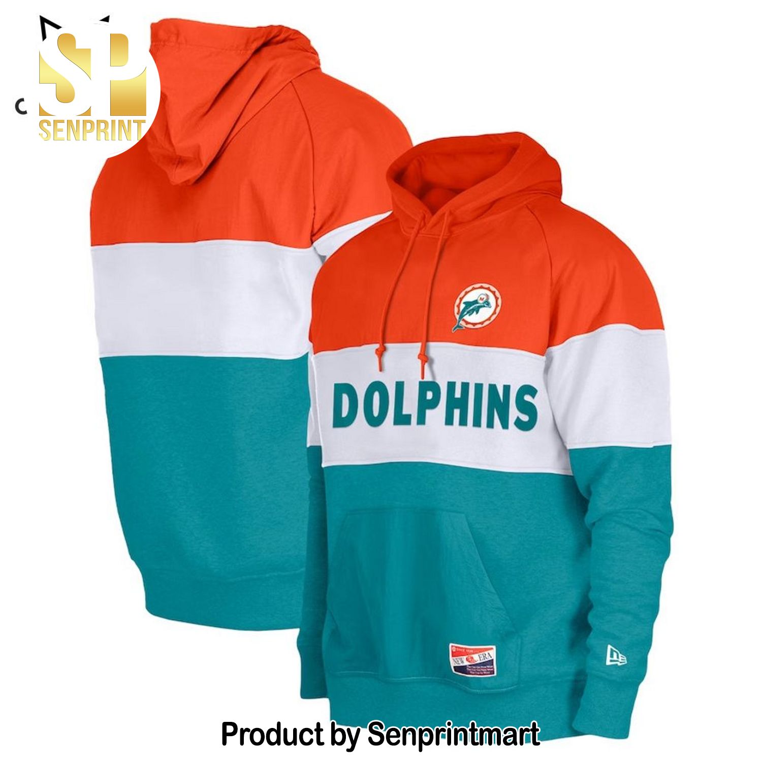 Miami Dolphins Orange White Blue Logo Design All Over Print Shirt