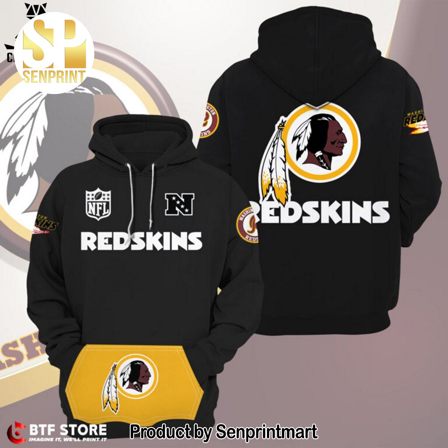 NFL Red Skins Logo Design All Over Print Shirt