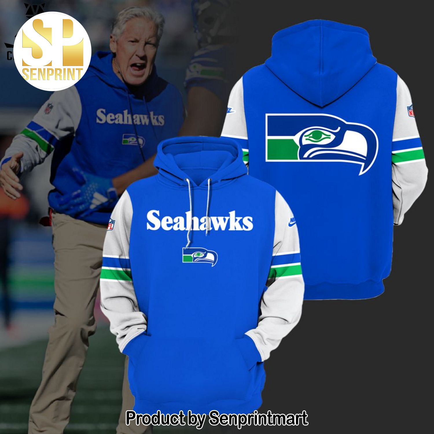 NFL Seattle Seahawks Logo Design All Over Print Shirt