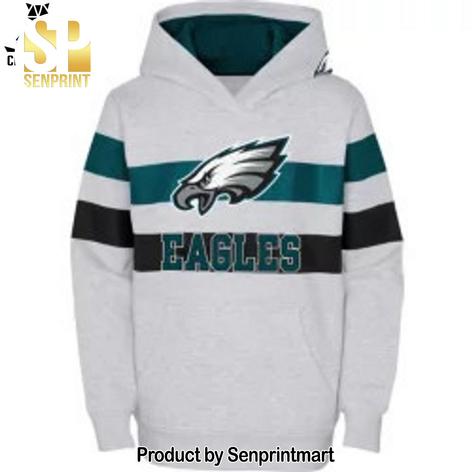 NFL Team Philadelphia Eagles Grey Horizontal Stripes Design Full Printing Shirt