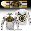 NHL Boston Bruins 100 Centennial White Mascot Design On Sleeve Full Printing Shirt