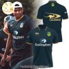 Personalized Australian Kangaroos Pacific Rugby League Championships Australian Gallagher Black With Yellow Trim 3D All Over Printed Shirt