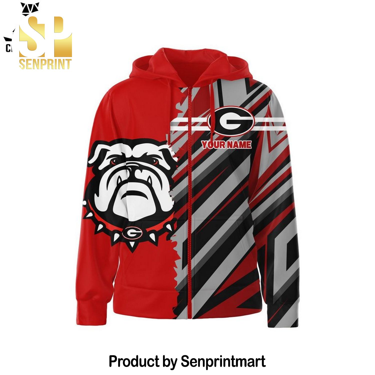 Personalized Bulldogs Red Design Full Printed Shirt