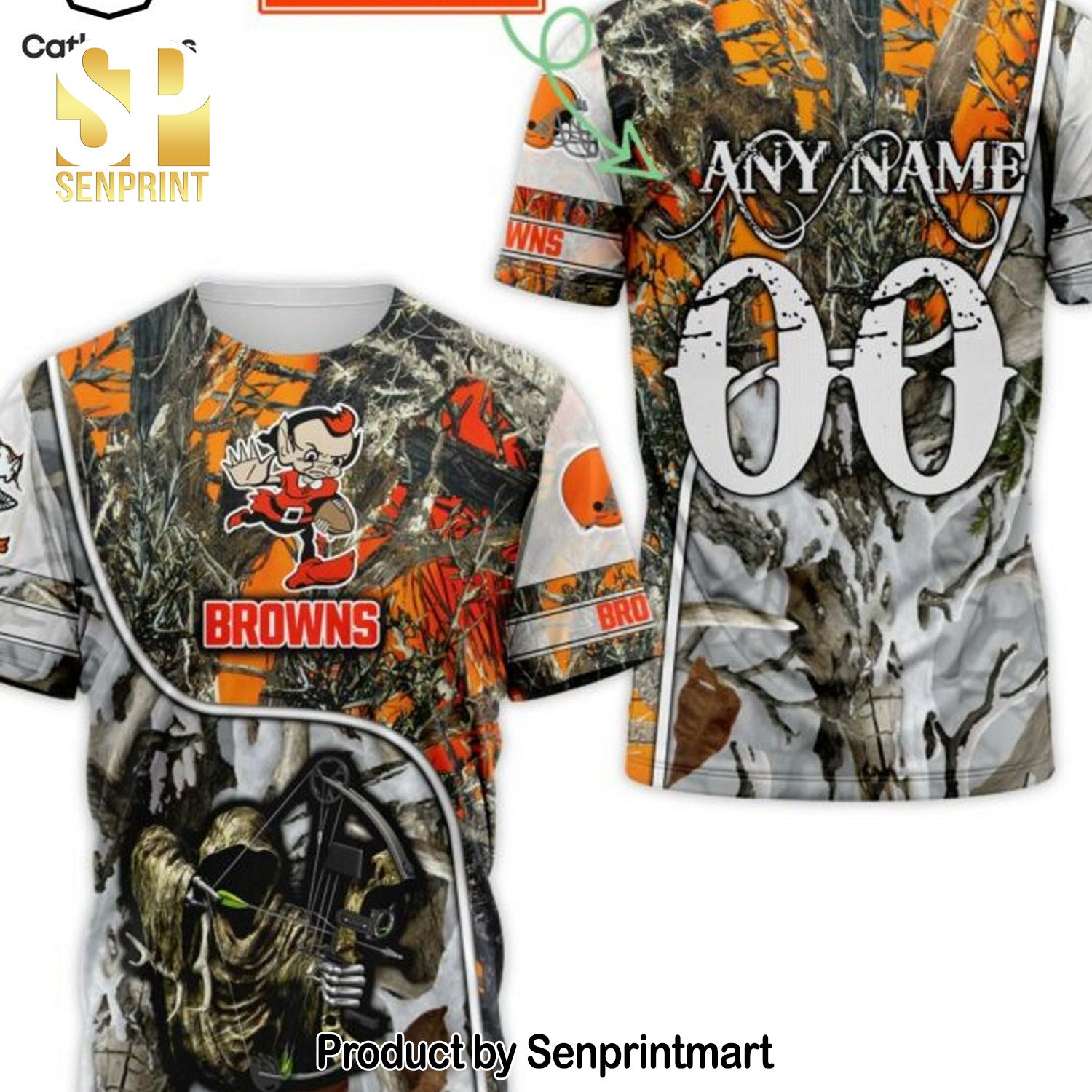 Personalized Cleveland Brown x Hunting x Apparels Full Printed 3D Shirt