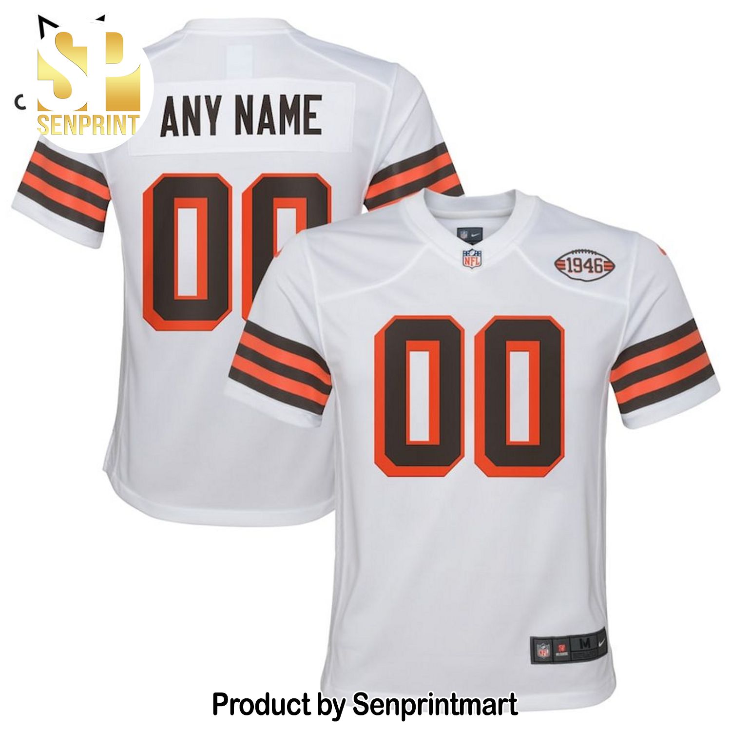 Personalized Cleveland Browns Youth Alternate 1946 White 3D Full Printing Shirt