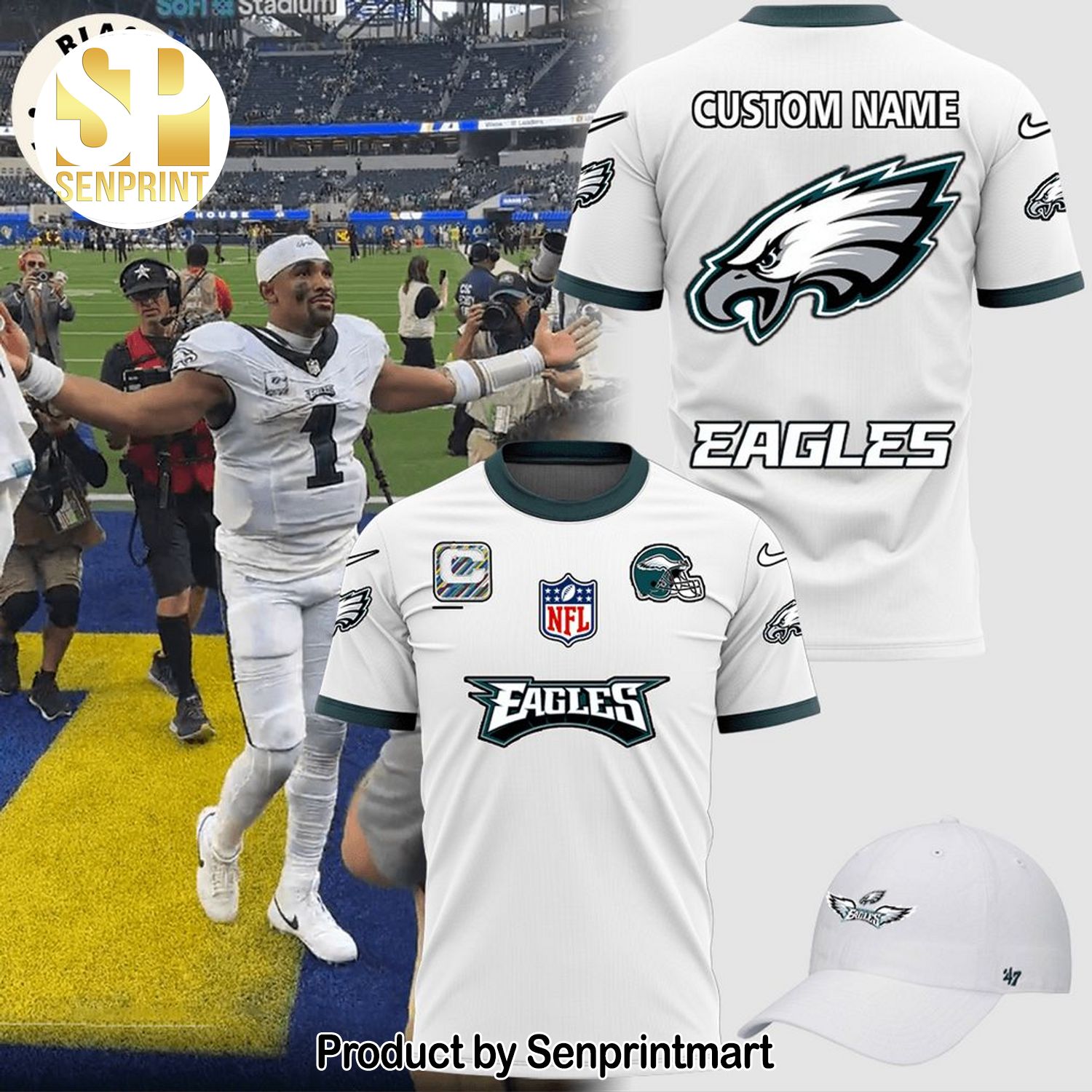 Personalized Philadelphia Eagles NFL Logo White 3D Full Print Shirt