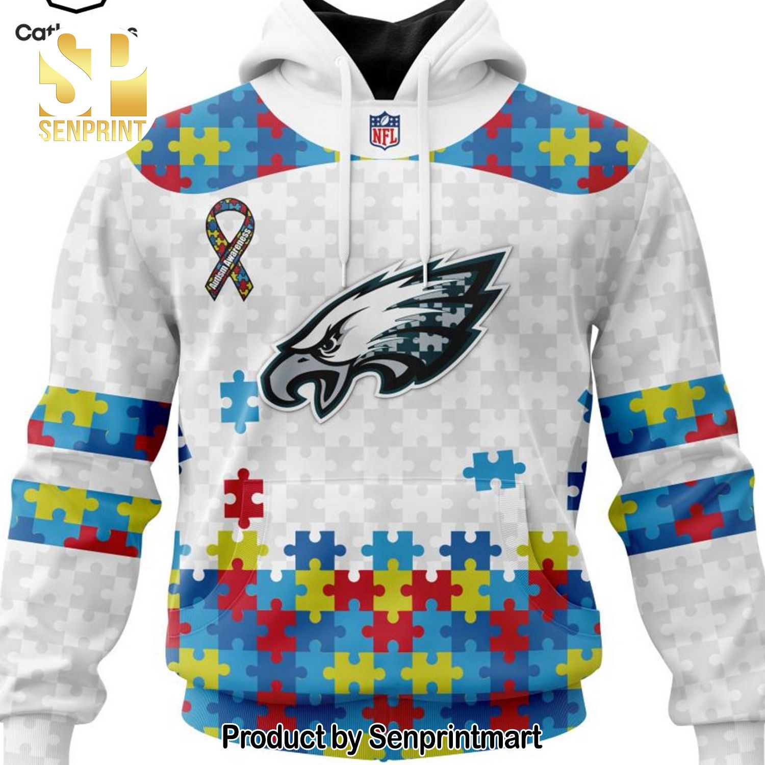 Personalized Philadelphia Eagles Special Autism Awareness Insert Design All Over Printed Shirt
