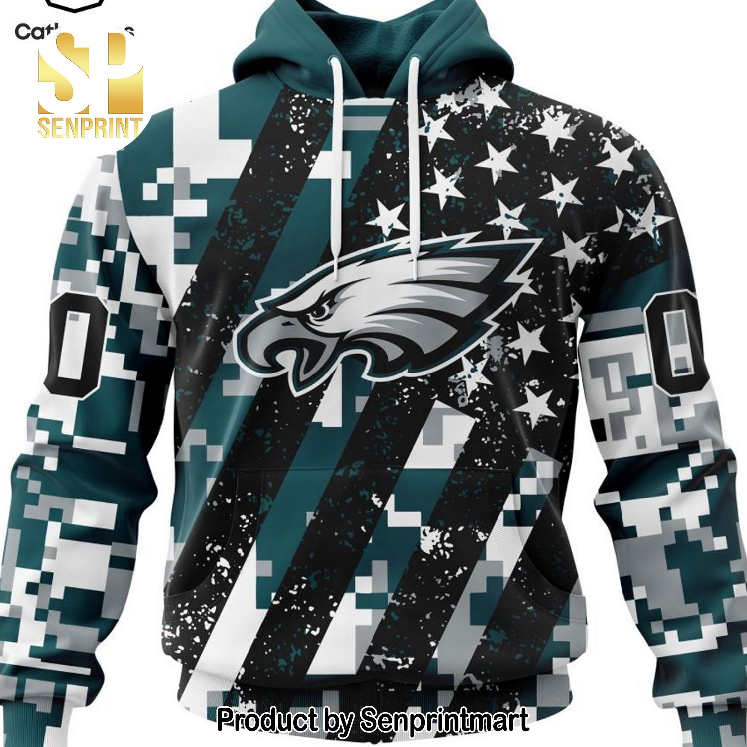 Personalized Philadelphia Eagles Special Camo For Veterans Day Mascot Design Full Printed Shirt