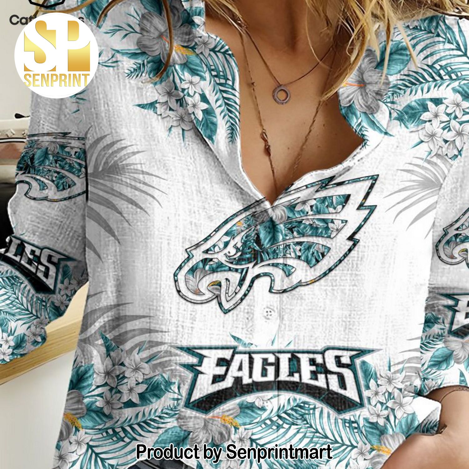 Personalized Philadelphia Eagles Special Hawaiian Design Woman Casual All Over Print Shirt