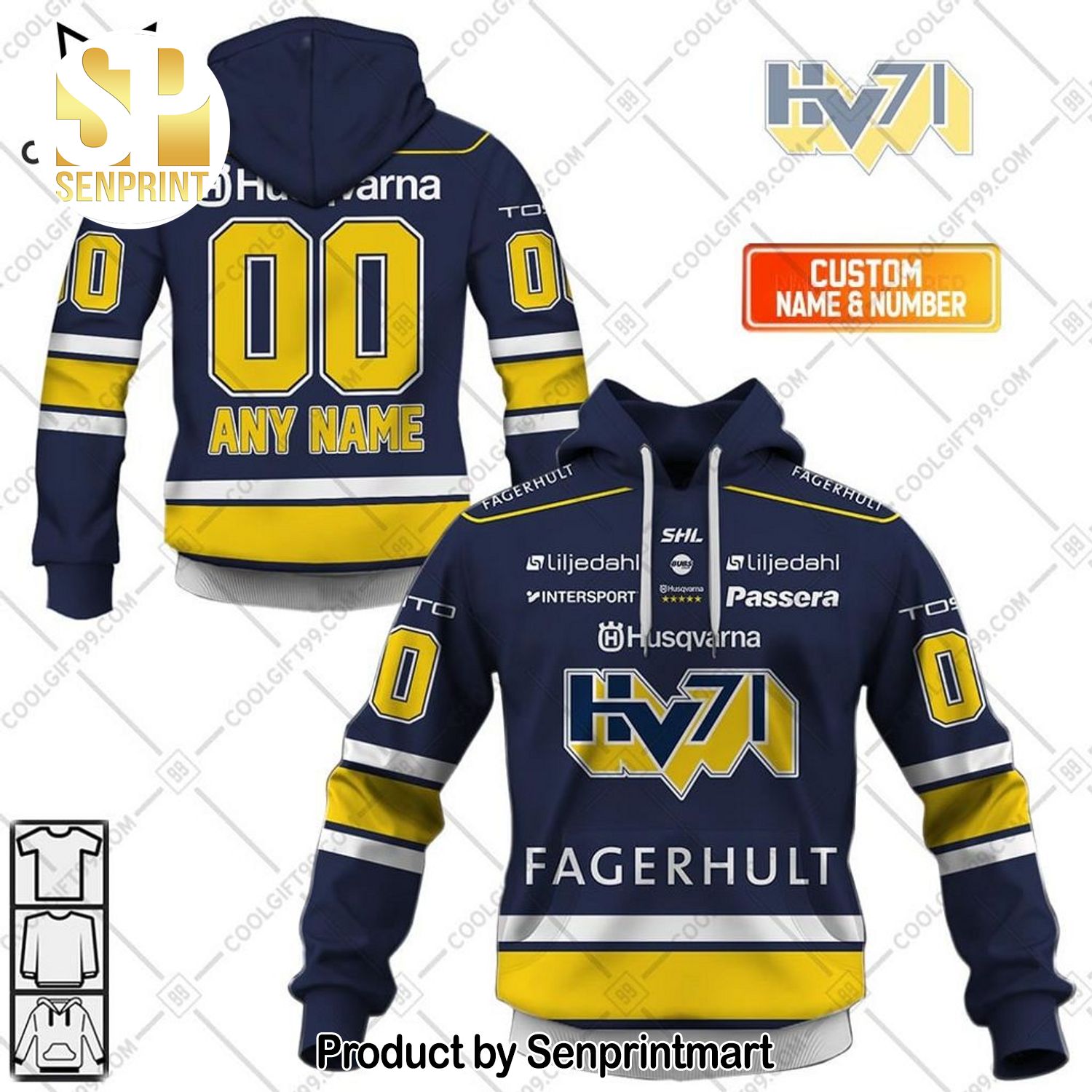 Personalized SHL HV71 Fagerhult Home Full Printing Shirt