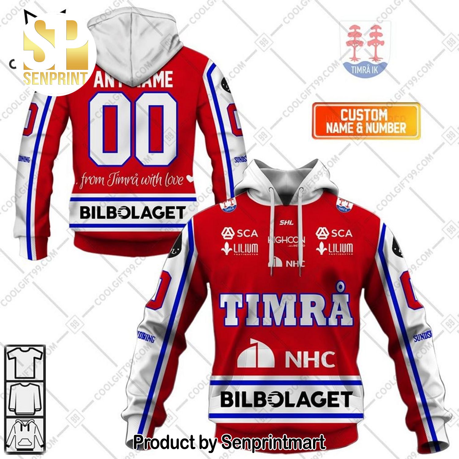 Personalized SHL Timra NHC Bilbolaget Logo Design 3D Shirt