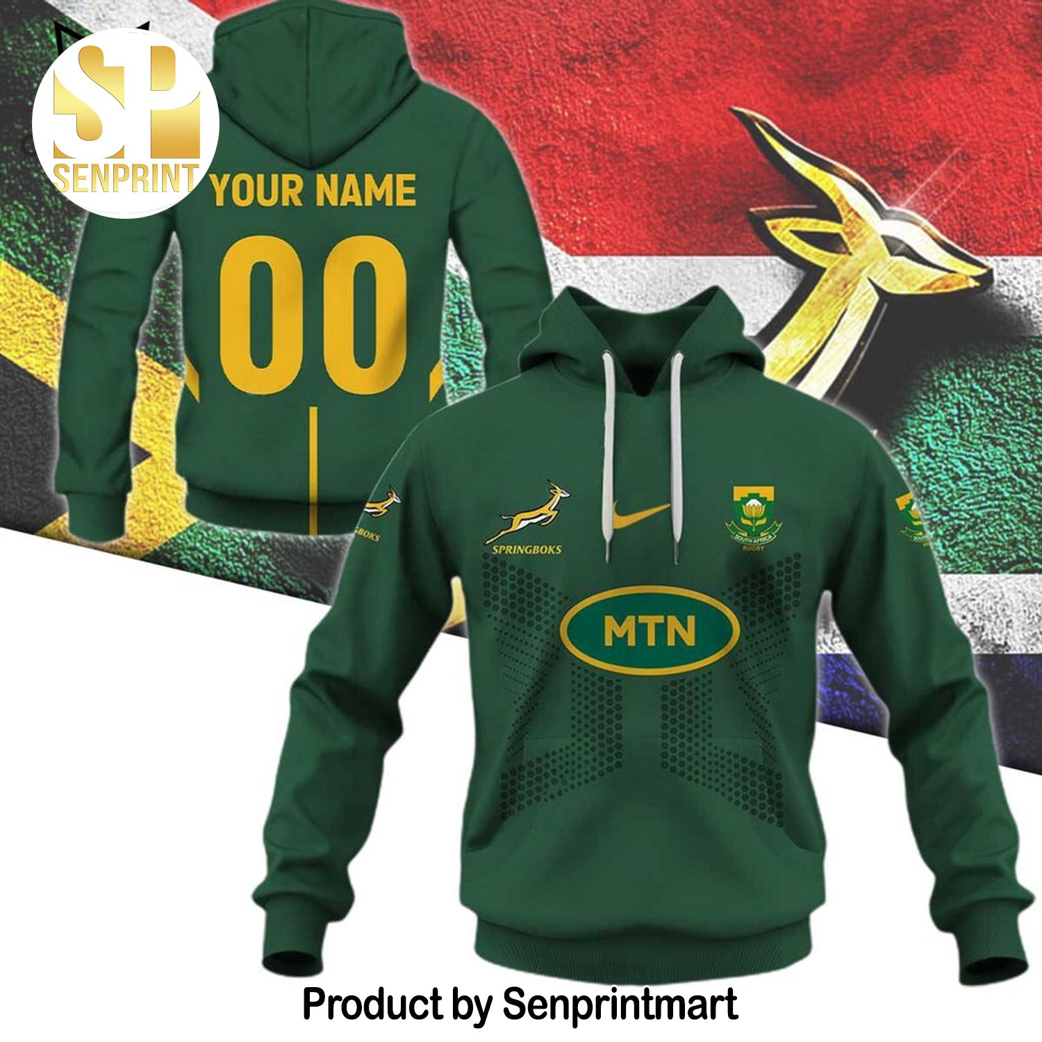 Personalized Springboks Logo Green Design All Over Printed Shirt