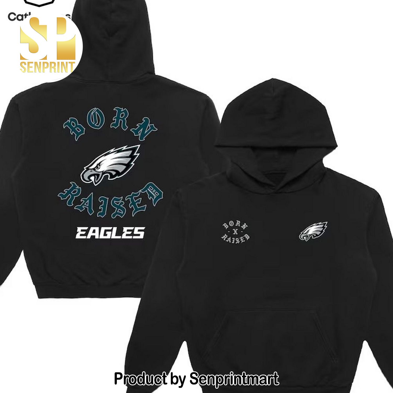 Philadelphia Eagles Born Raised Logo Design All Over Print Shirt