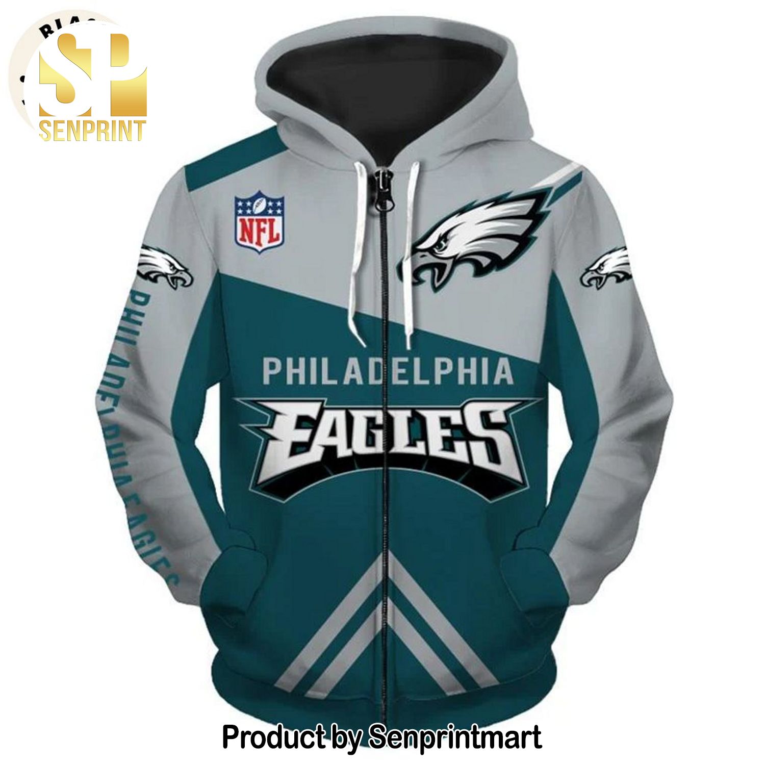 Philadelphia Eagles Football Design On Sleeve Mascot Full Printed Shirt