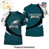 Philadelphia Eagles Football Logo Design On Sleeve Black All Over Printed Shirt