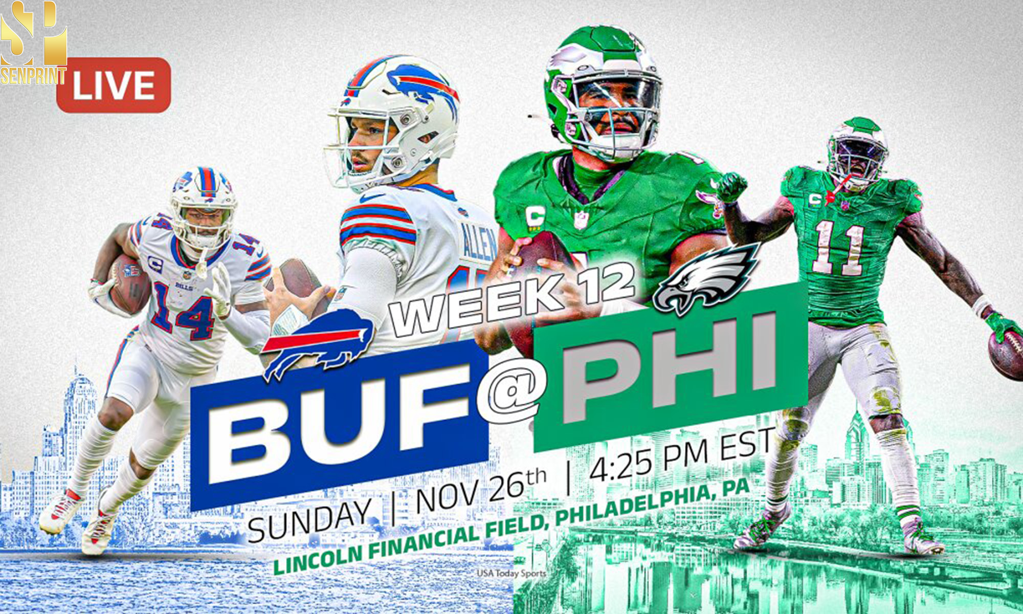 Sunday Night Spectacle Buffalo Bills vs. Philadelphia Eagles in a Pivotal NFL Showdown!