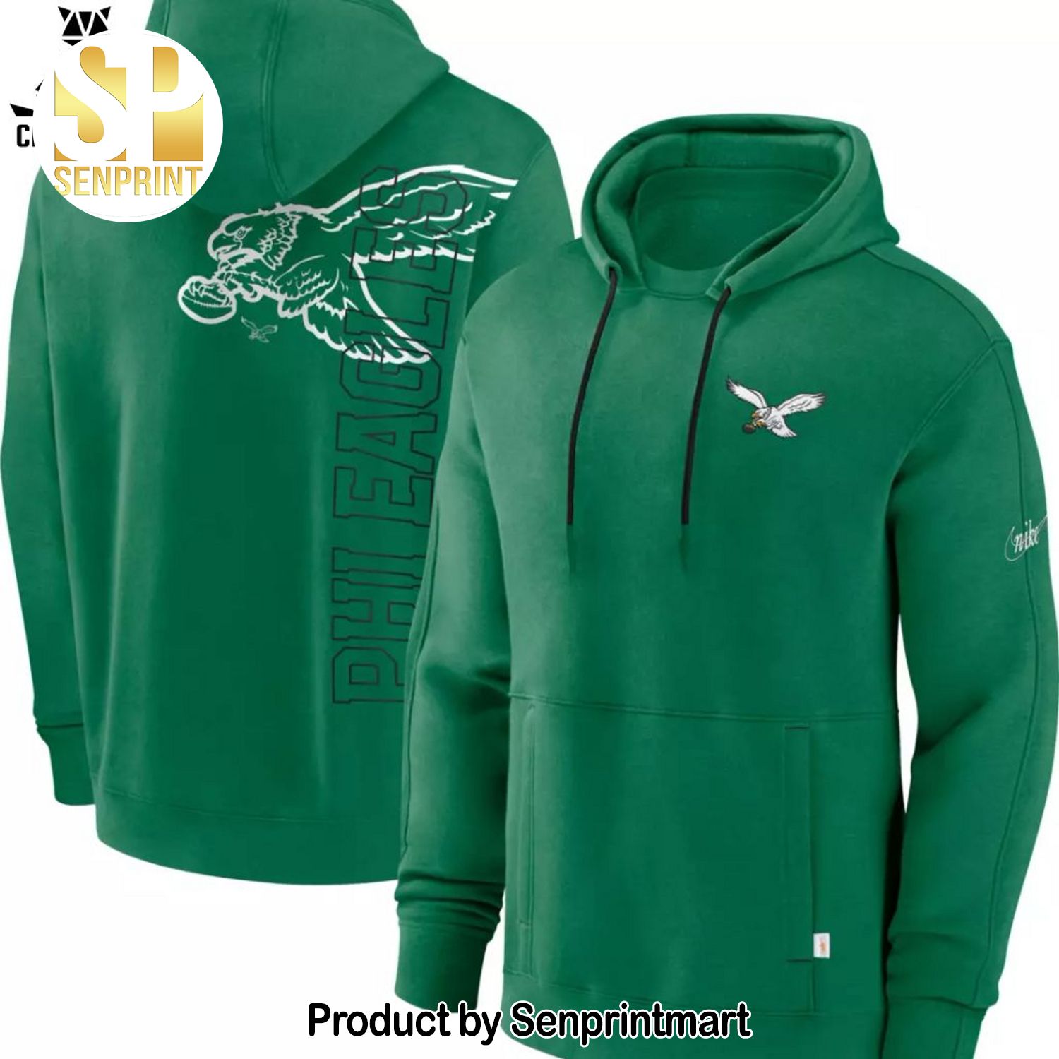 Philadelphia Eagles Green Mascot Logo Design All Over Printed Shirt