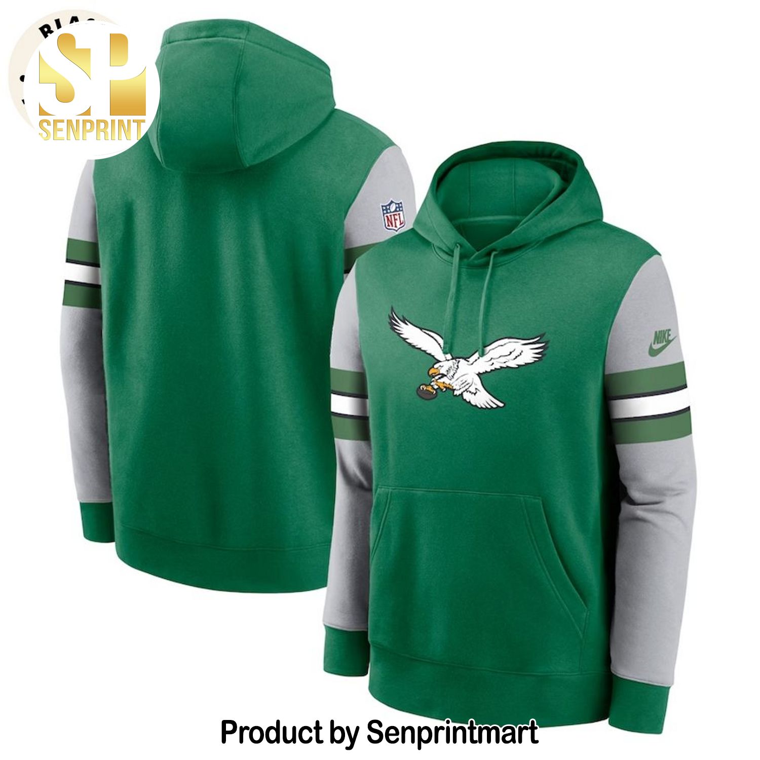 Philadelphia Eagles Mascot Logo Design On Sleeve 3D Shirt