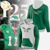 Philadelphia Eagles NFL Green White Logo Design On Sleeve Full Printed Shirt