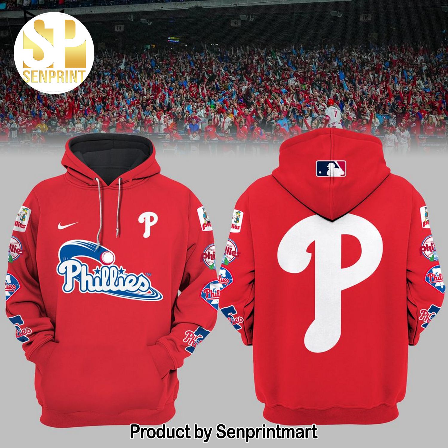 Philadelphia Phillies 2023 Postseason Logo Red Design All Over Print Shirt