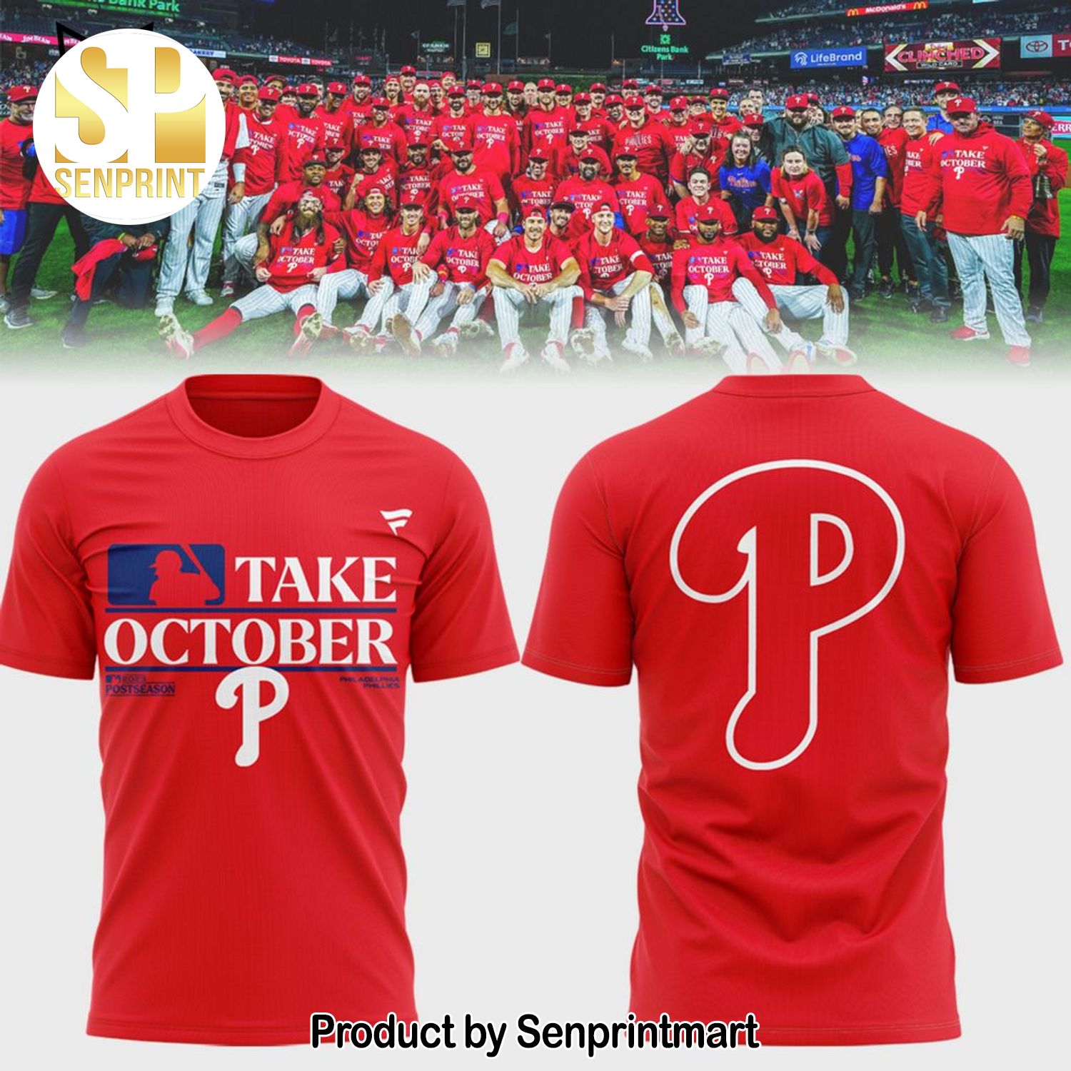 Philadelphia Phillies Fanatics Branded Take Octorber Logo 3D All Over Print Shirt