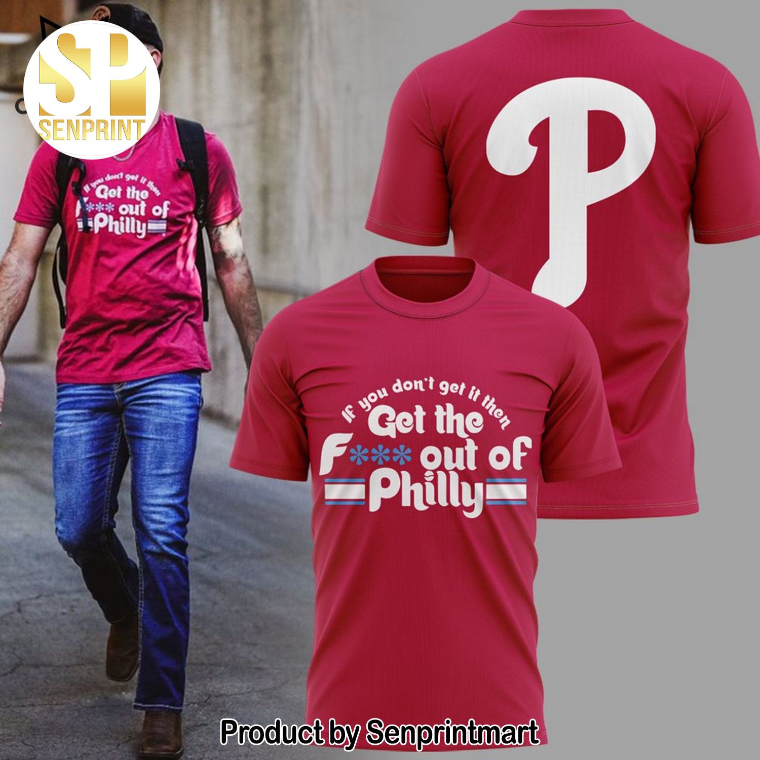 Philadelphia Phillies Get The Out Of Philly Red 3D Full Printed Shirt