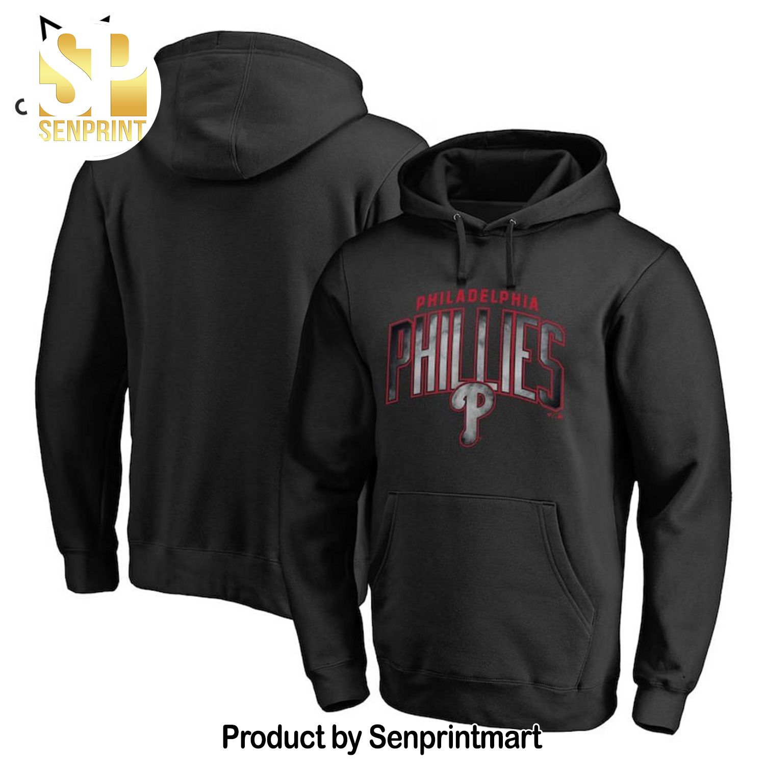 Philadelphia Phillies Logo Black Design All Over Printed Shirt