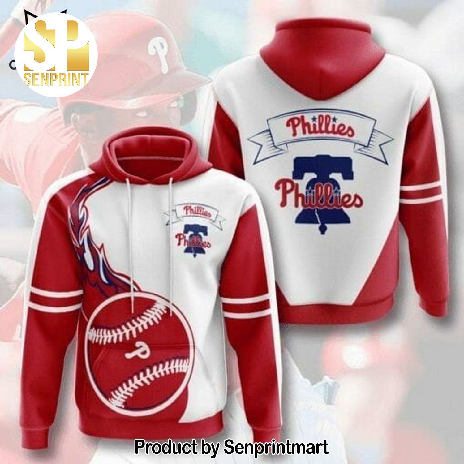 Philadelphia Phillies White Red Design Full Printed Shirt