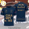 Red Bull Racing Championships Logo Design On Sleeve Full Print Shirt