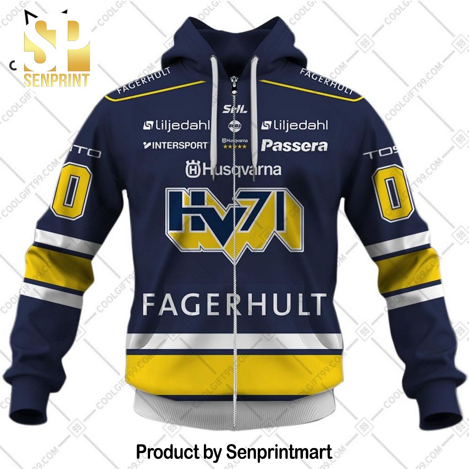 SHL HV71 Fagerhult Logo Design Home Full Printed Shirt