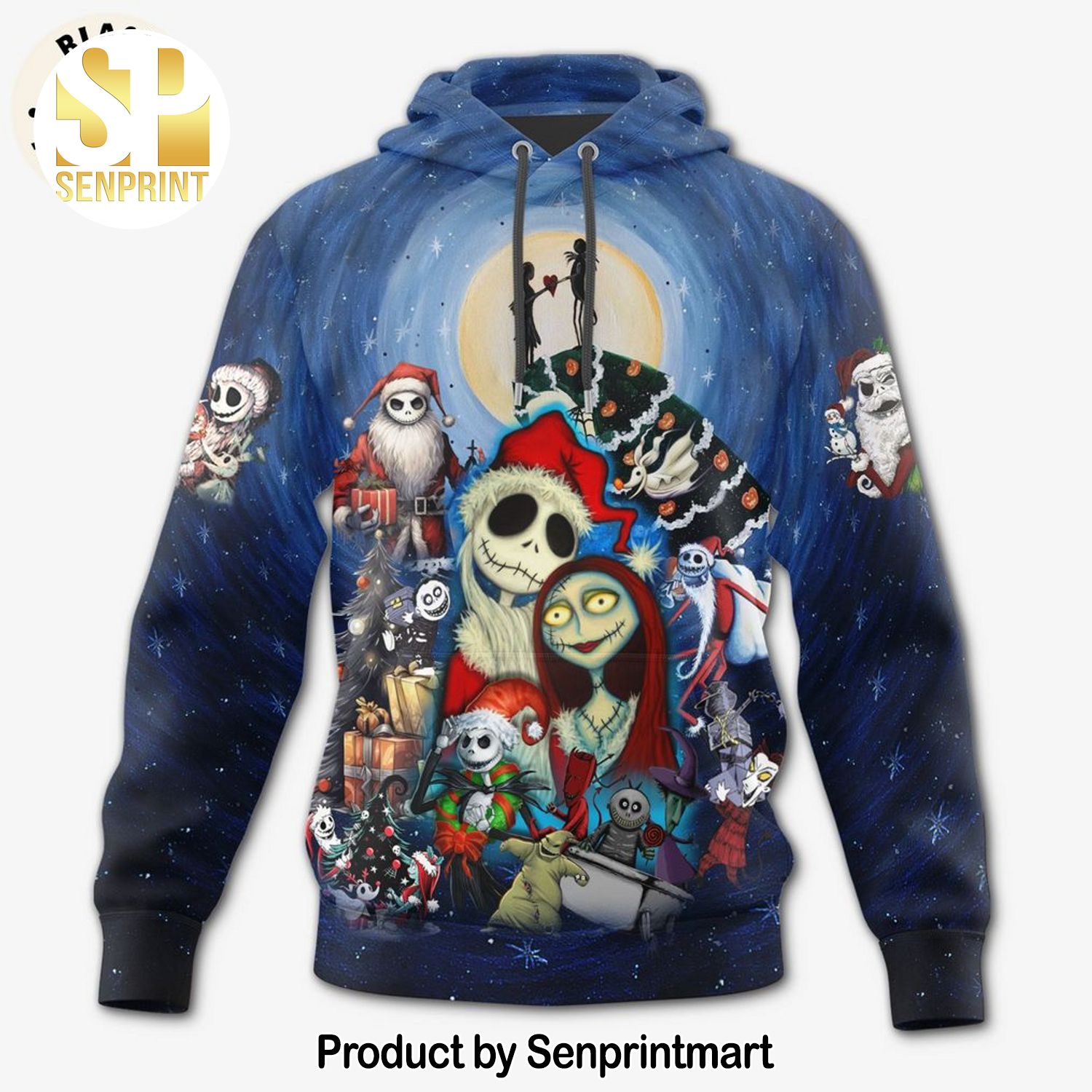 Skull Christmas Blue Design 3D Shirt