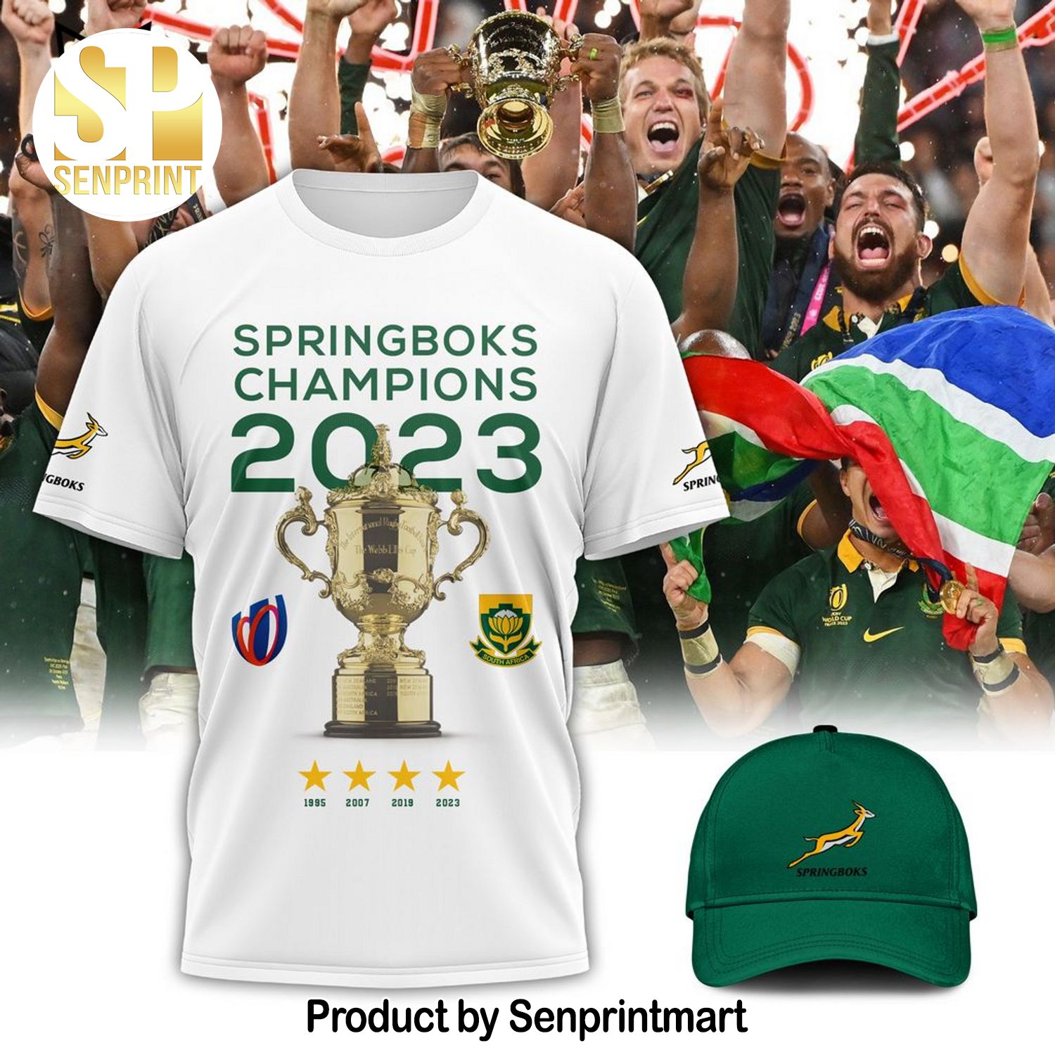 Springboks Champions 2023 Logo White 3D Full Print Shirt