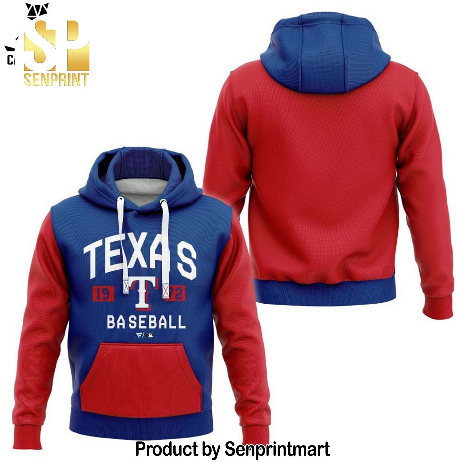 Texas Rangers 1972 Baseball Red Blue Design 3D Shirt