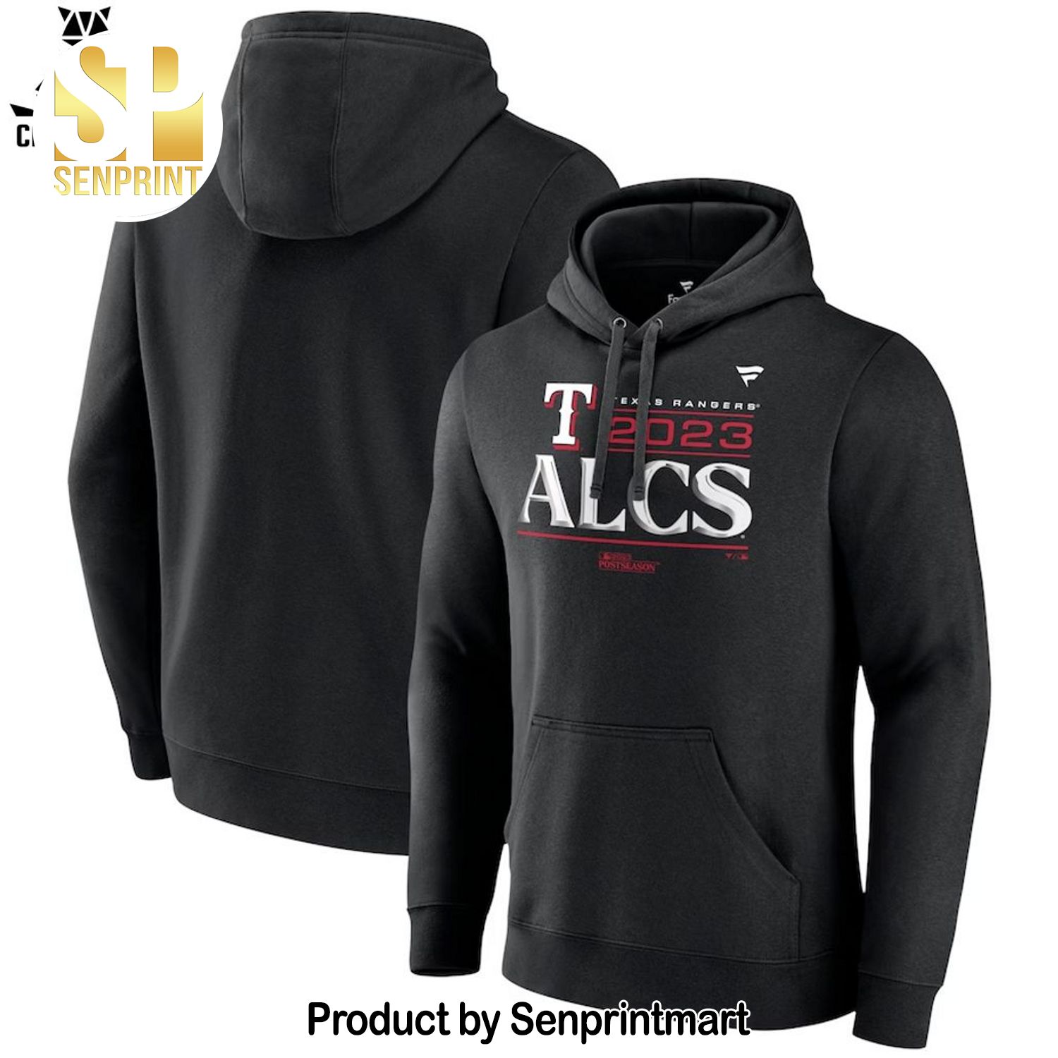 Texas Rangers 2023 ALCS Postseason Logo Black Design Full Printed Shirt