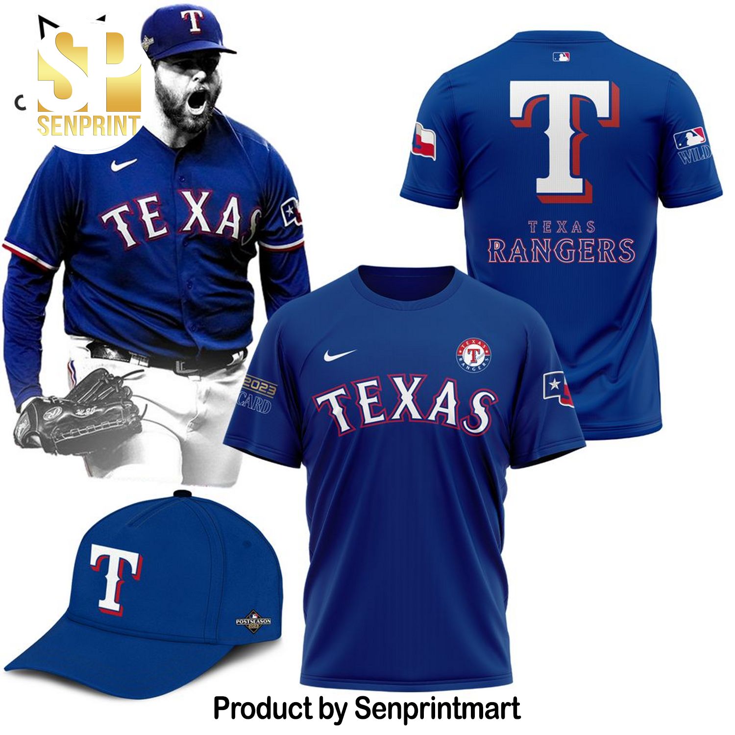 Texas Rangers Blue 3D All Over Printed Shirt