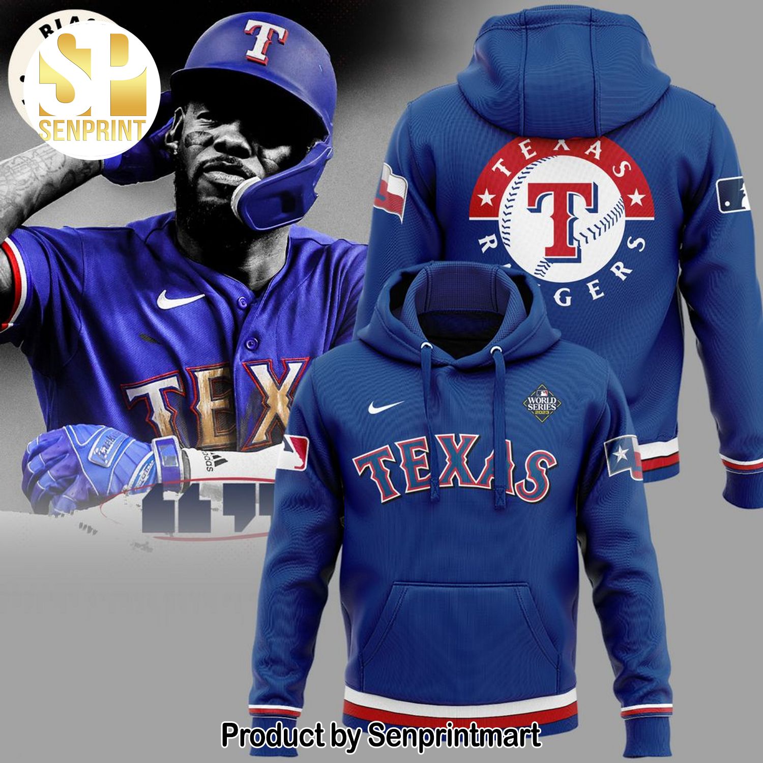 Texas Rangers Logo Blue Design Full Print Shirt