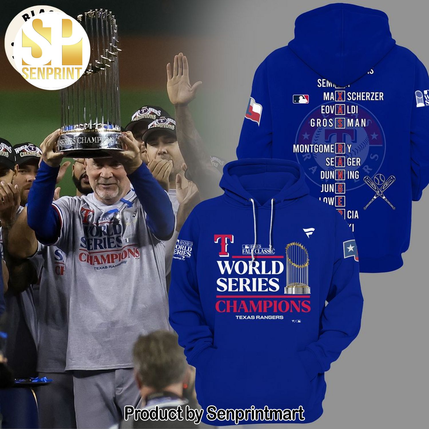 Texas Rangers World Series Champions 2023 Logo Blue Design All Over Printed Shirt