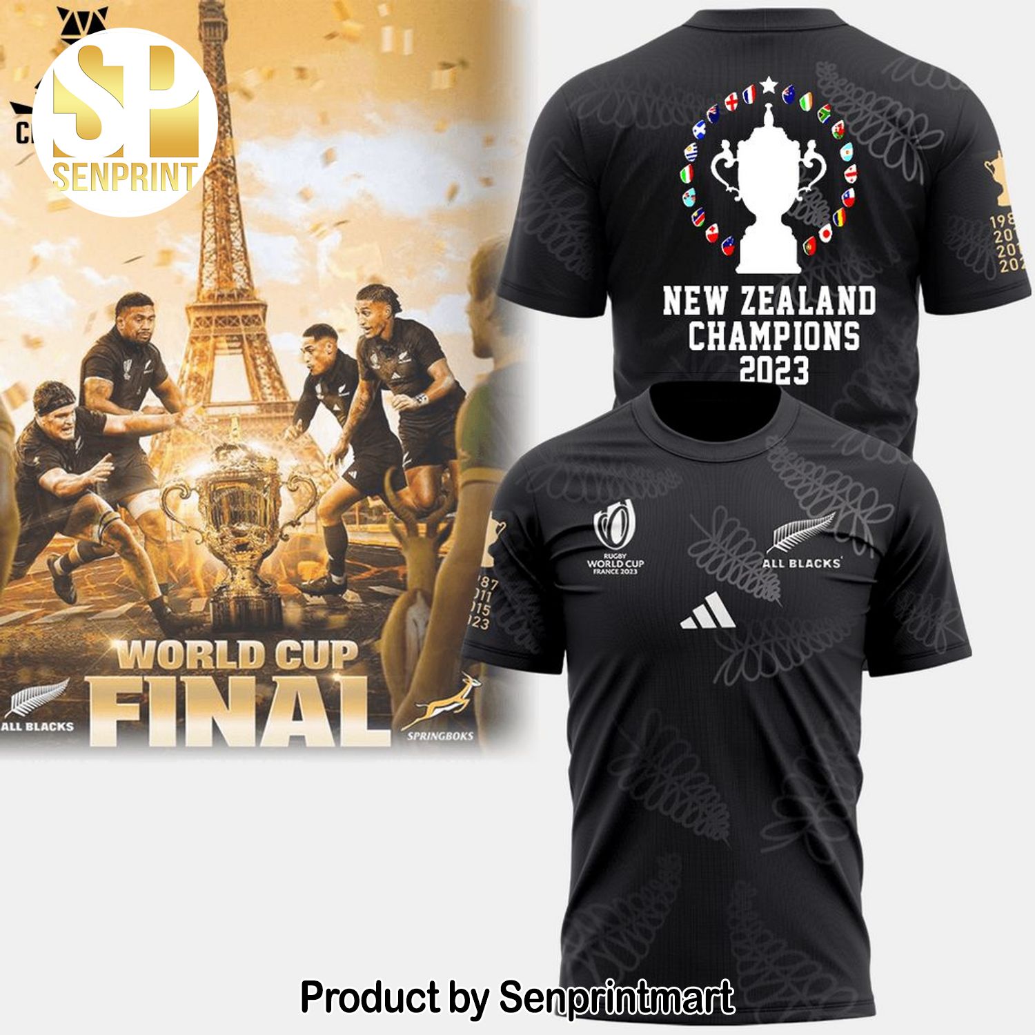Up The All Blacks New Zealand Rugby Worldcup France 2023 3D Full Print Shirt