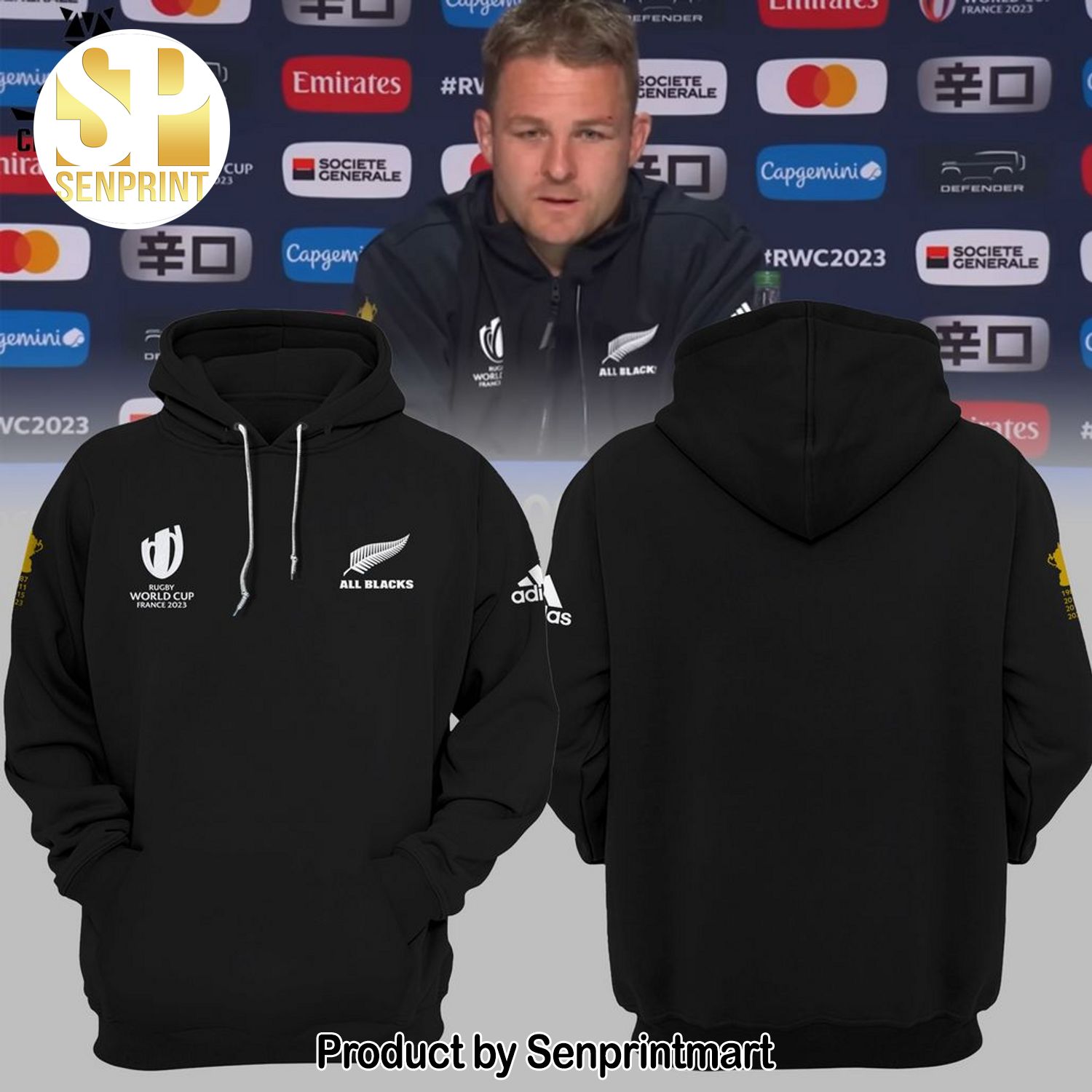 Up The All Blacks New Zealand Rugby Worldcup France 2023 Logo Design On Sleeve All Over Printed Shirt