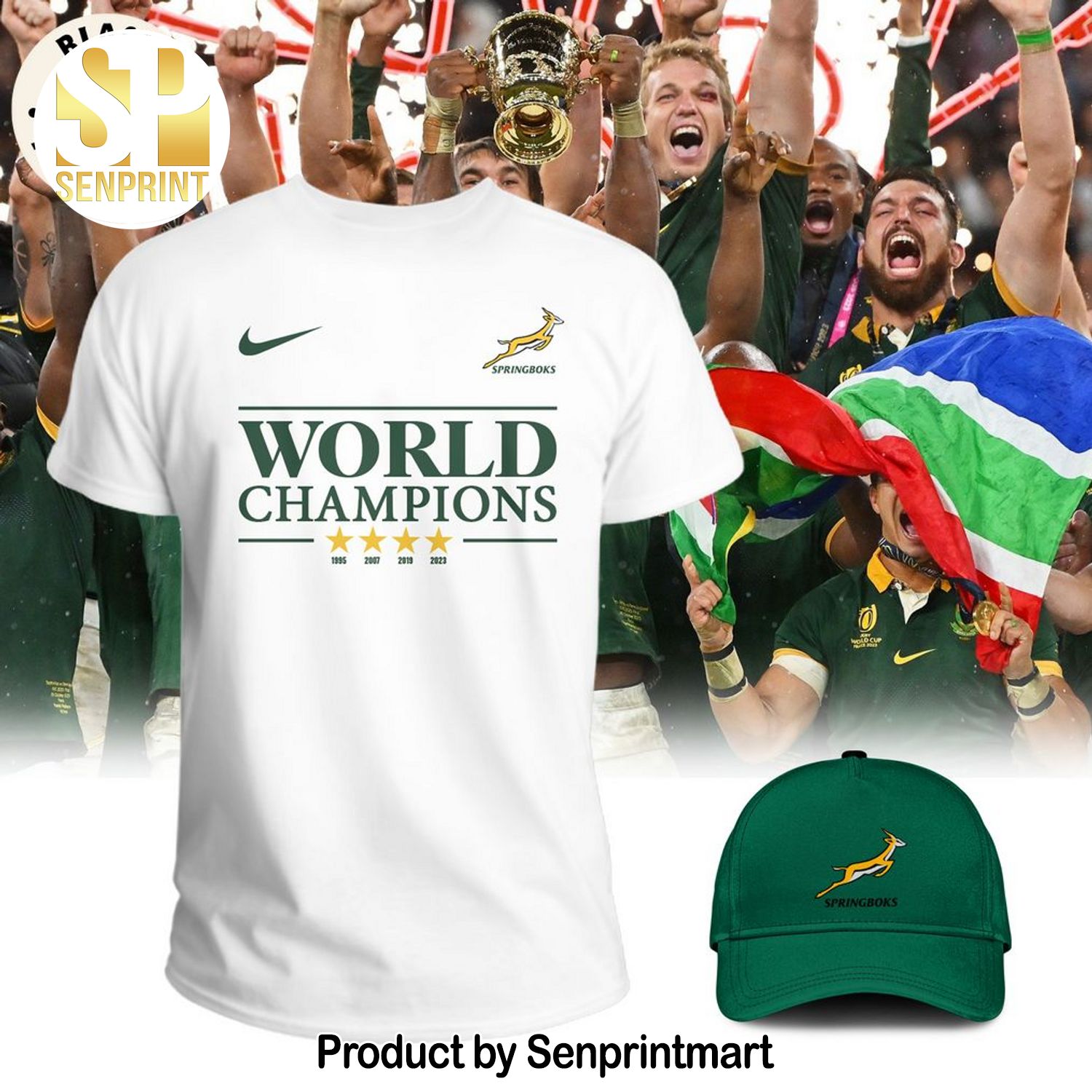 World Champions Springboks White 3D All Over Print Shirt